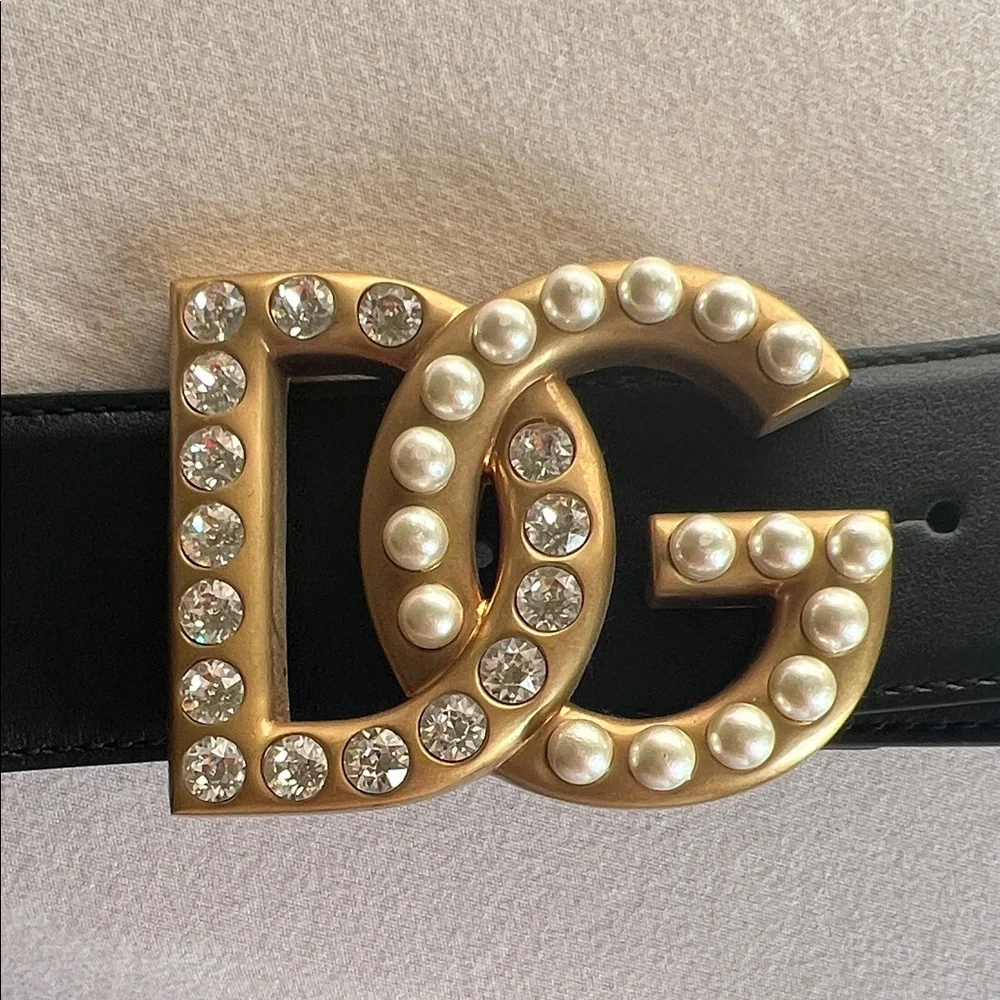 Dolce & Gabbana Black Belt with Gold Embellished Buckle - Picture 5 of 5